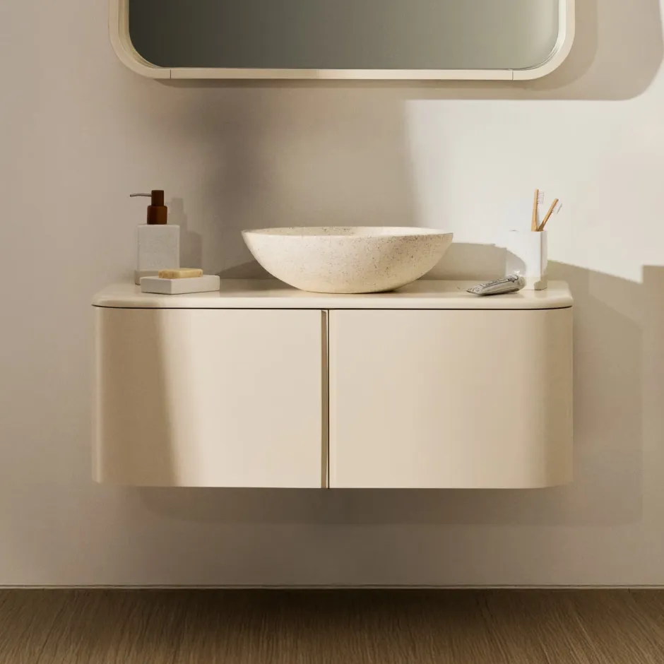 Kave Home Badkamermeubel Salaya 90 x 45cm, kleur Beige (excl. waskom)* Badkamermeubels