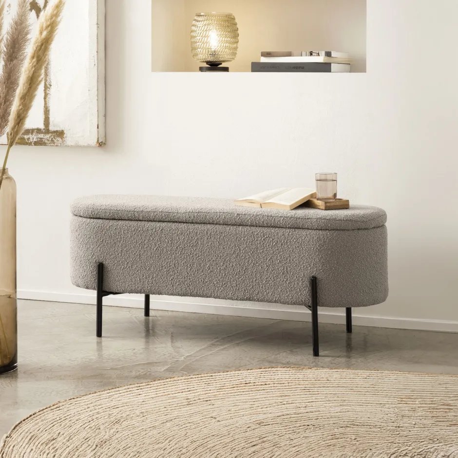 Artistiq Living Bankje Clent Bouclé, 110cm* Halbanken