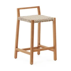 Kave Home Barkruk Giverola Teakhout en gevlochten touw (zithoogte 67cm)* Barkrukken