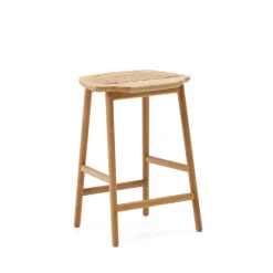 Kave Home Barkruk Enit Eikenhout, kleur (zithoogte 65cm)* Barkruk Hout