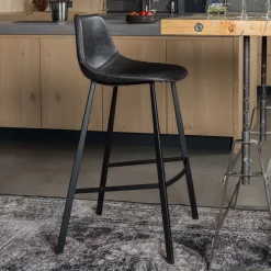 Dutchbone Barkruk Franky PU (zithoogte 65cm)* Barkruk Met Rugleuning|Barkruk Leer / Kunstleer