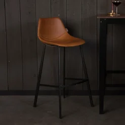 Dutchbone Barkruk Franky PU (zithoogte 80cm)* Barkruk Met Rugleuning|Barkruk Leer / Kunstleer