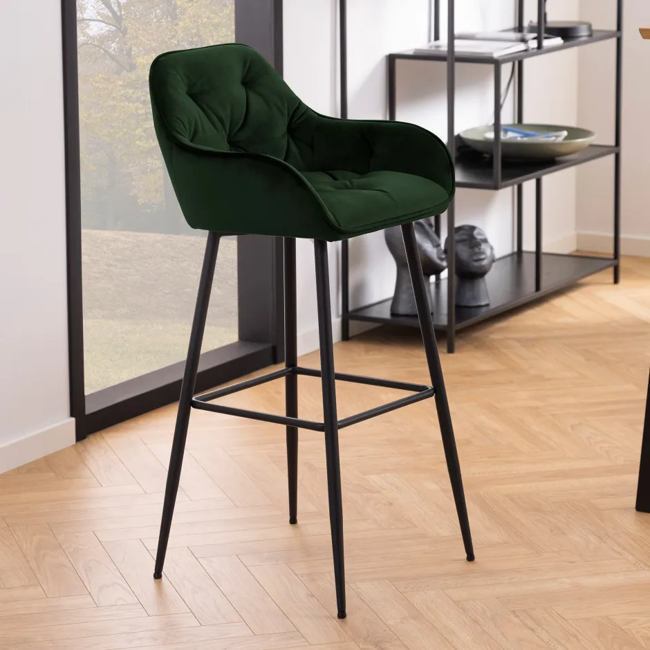 Bendt Barkruk Loren Velvet (zithoogte 79cm)* Barkruk Met Rugleuning