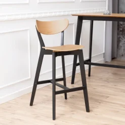 Bendt Barkruk Torkil (zithoogte 77cm) Eiken* Barkruk Met Rugleuning|Barkruk Hout