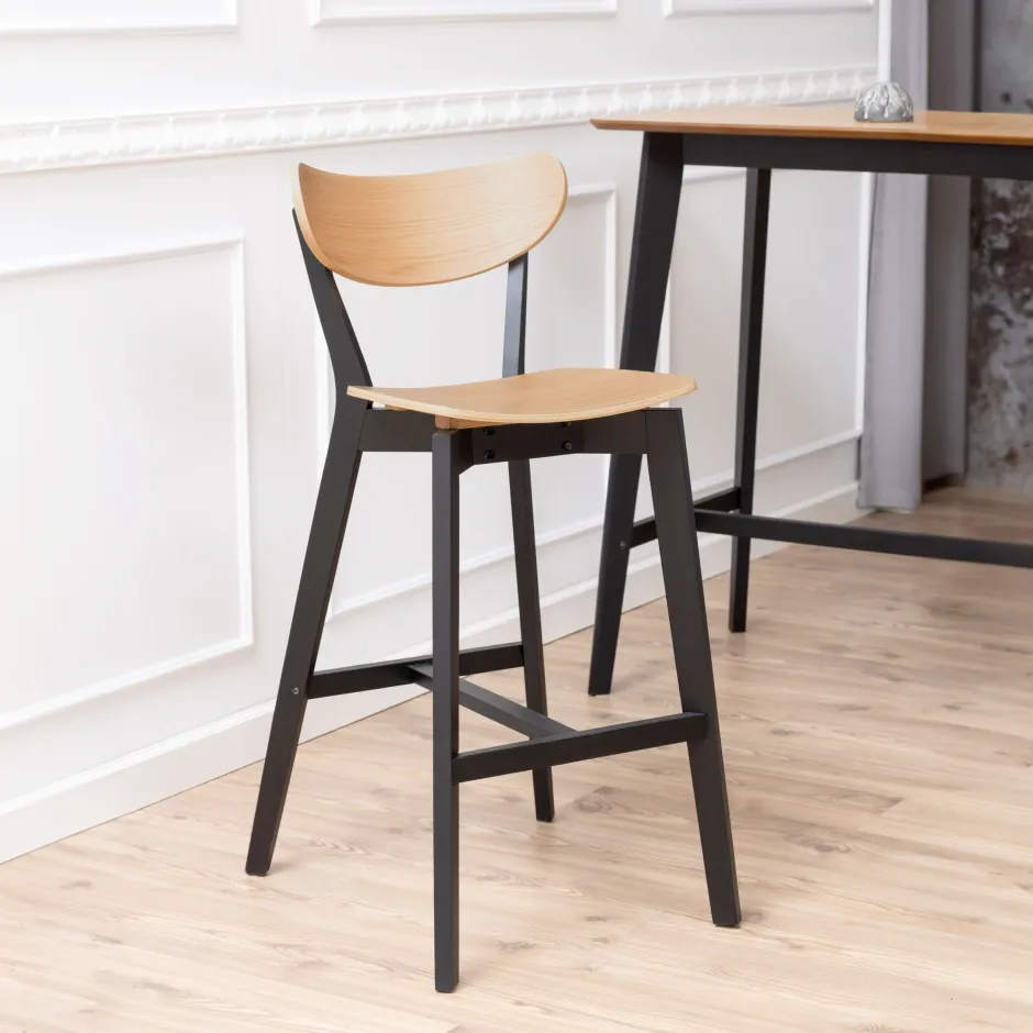 Bendt Barkruk Torkil (zithoogte 77cm) Eiken* Barkruk Met Rugleuning|Barkruk Hout