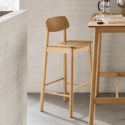 Bendt Barkruk Vernard Eiken (zithoogte 74cm)* Barkruk Met Rugleuning|Barkruk Hout