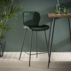 LifestyleFurn Barstoel Gael Velvet (zithoogte 67cm)* Barkruk Met Rugleuning