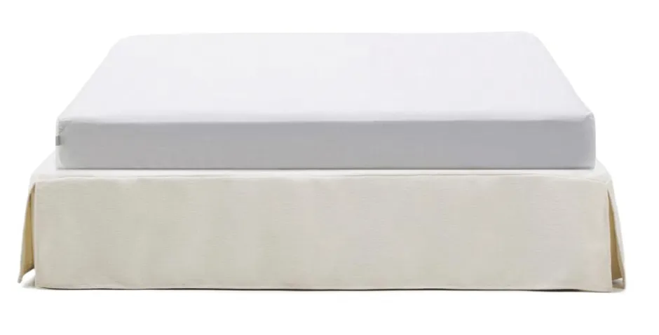 Kave Home Bed Jaira excl. hoofdbord, Chenille, kleur Wit* Bedden & Boxsprings