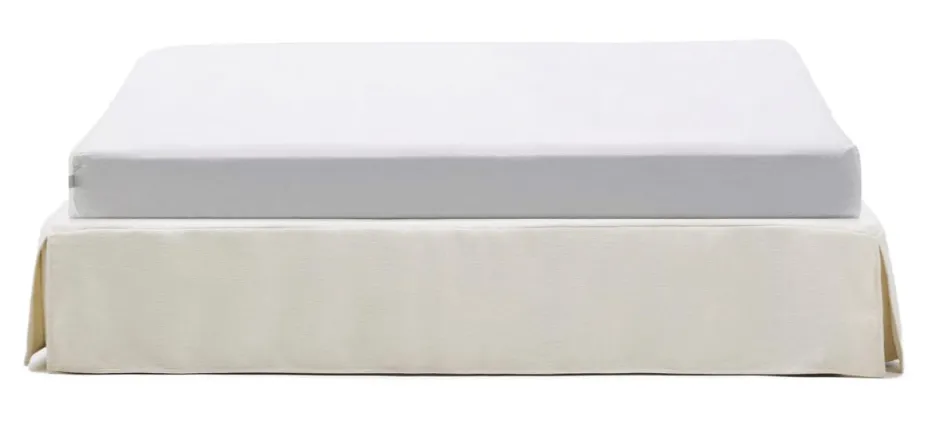 Kave Home Bed Jaira excl. hoofdbord, Chenille, kleur Wit* Bedden & Boxsprings