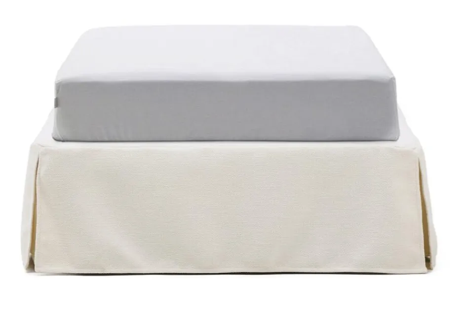 Kave Home Bed Jaira excl. hoofdbord, Chenille, kleur Wit* Bedden & Boxsprings