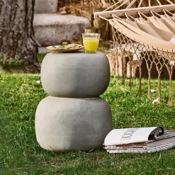 WOOOD Bijzettafel Oda Betonlook, 41 x 35cm* Loungetafels & Bijzettafels|Ronde Bijzettafel