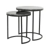 Light & Living Bijzettafel Alfio Set van 2 stuks, bruin marmer+zwart* Zwarte Bijzettafel|Bijzettafels Set