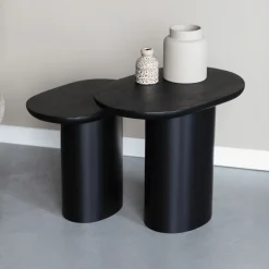 ZILT Bijzettafel Arick Mangohout, Set van 2 stuks* Zwarte Bijzettafel|Bijzettafels Set