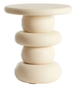 Light & Living Bijzettafel Azalas Mangohout, 40cm, kleur Crème* Ronde Bijzettafel