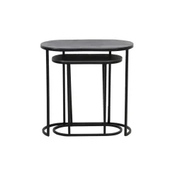 Light & Living Bijzettafel Bocov Set van 2 stuks* Zwarte Bijzettafel|Bijzettafels Set