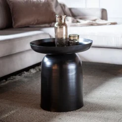 By-Boo Bijzettafel Bodie 45cm* Zwarte Bijzettafel|Ronde Bijzettafel
