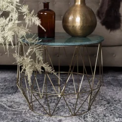 Dutchbone Bijzettafel Boss Marmer, 51cm* Ronde Bijzettafel