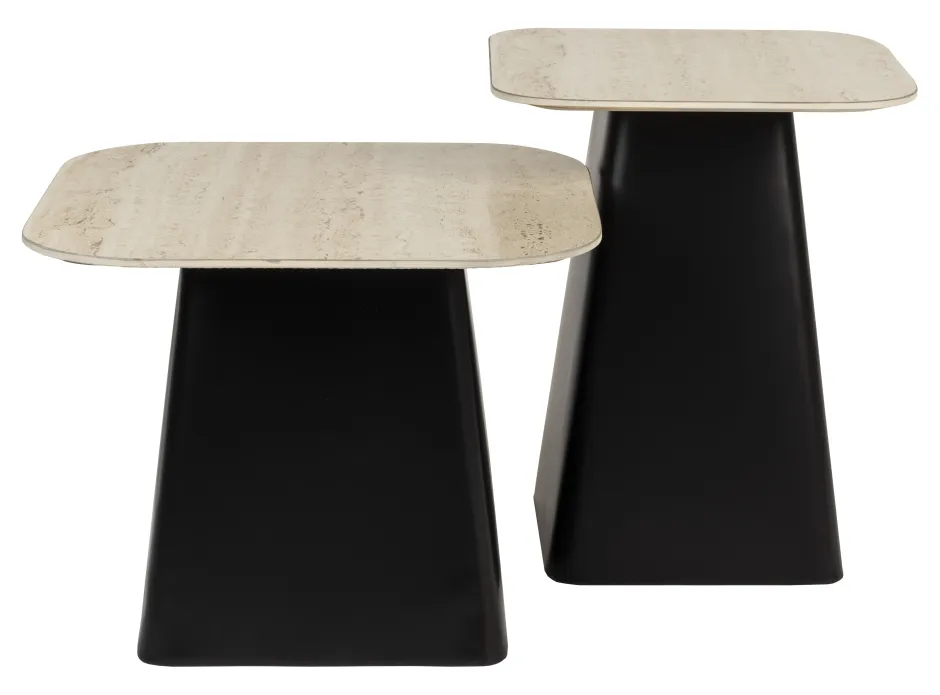 ZILT Bijzettafel Capricia Keramiek, Set van 2 stuks* Zwarte Bijzettafel|Bijzettafels Set