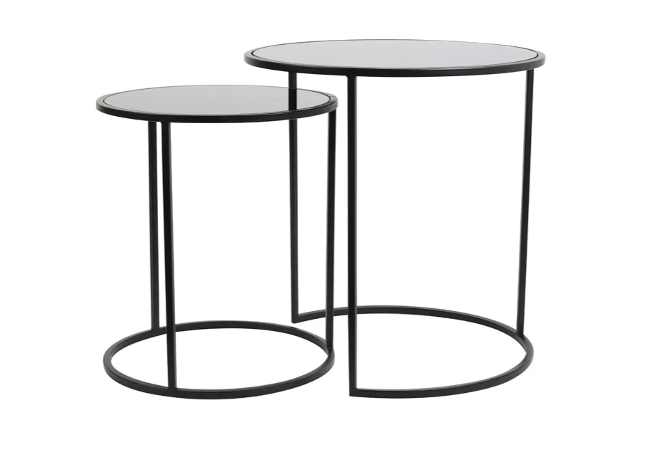 Light & Living Bijzettafel Duarte Set van 2 stuks* Zwarte Bijzettafel|Bijzettafels Set