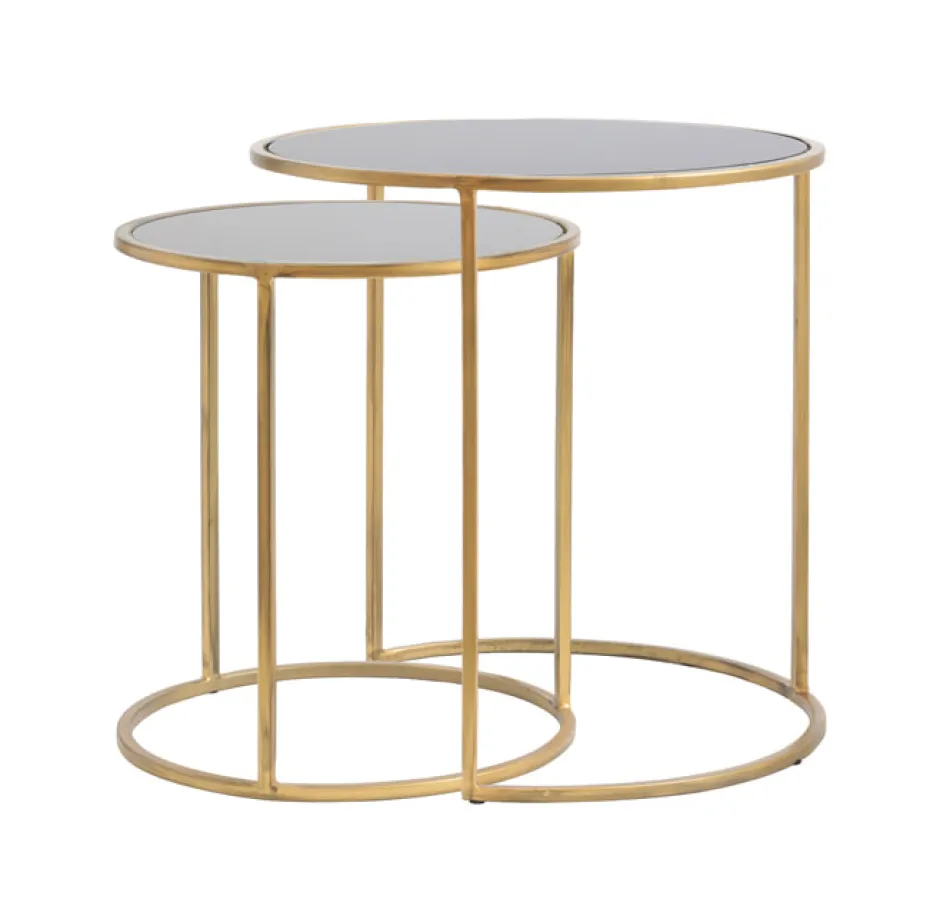 Light & Living Bijzettafel Duarte Set van 2 stuks* Zwarte Bijzettafel|Bijzettafels Set