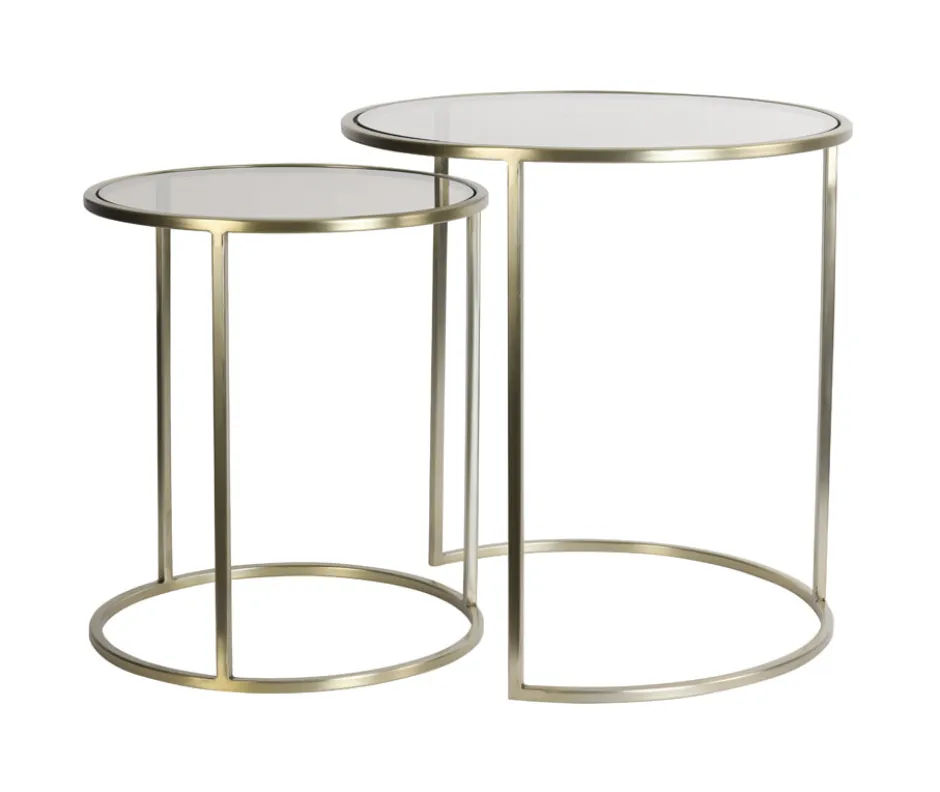 Light & Living Bijzettafel Duarte Set van 2 stuks* Zwarte Bijzettafel|Bijzettafels Set