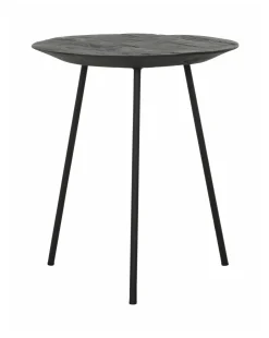 DTP Home Bijzettafel Jupiter Teakhout, 40cm* Zwarte Bijzettafel|Ronde Bijzettafel