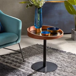 Kave Home Bijzettafel Kaori 46cm* Zwarte Bijzettafel|Ronde Bijzettafel