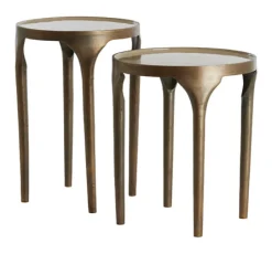 Light & Living Bijzettafel Lapaz Set van 2 stuks, kleur Antiek Brons/Taupe* Bijzettafels Set