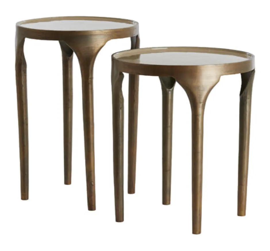 Light & Living Bijzettafel Lapaz Set van 2 stuks, kleur Antiek Brons/Taupe* Bijzettafels Set