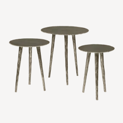 RENEW Bijzettafel Liam Set van 3 stuks, kleur Zilver* Bijzettafels Set|Ronde Bijzettafel
