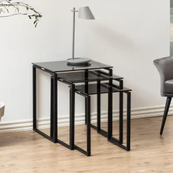 Bendt Bijzettafel Lone set van 3 stuks* Zwarte Bijzettafel|Bijzettafels Set