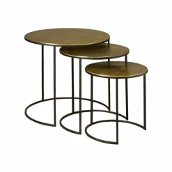 RENEW Bijzettafel Marina Set van 3 stuks, kleur Brass Antique* Bijzettafels Set|Ronde Bijzettafel