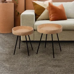 Artistiq Living Bijzettafel Micayla Kurk, Set van 2 stuks* Bijzettafels Set|Ronde Bijzettafel