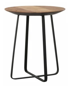 DTP Home Bijzettafel Neptunes Teakhout, 40cm* Zwarte Bijzettafel|Ronde Bijzettafel