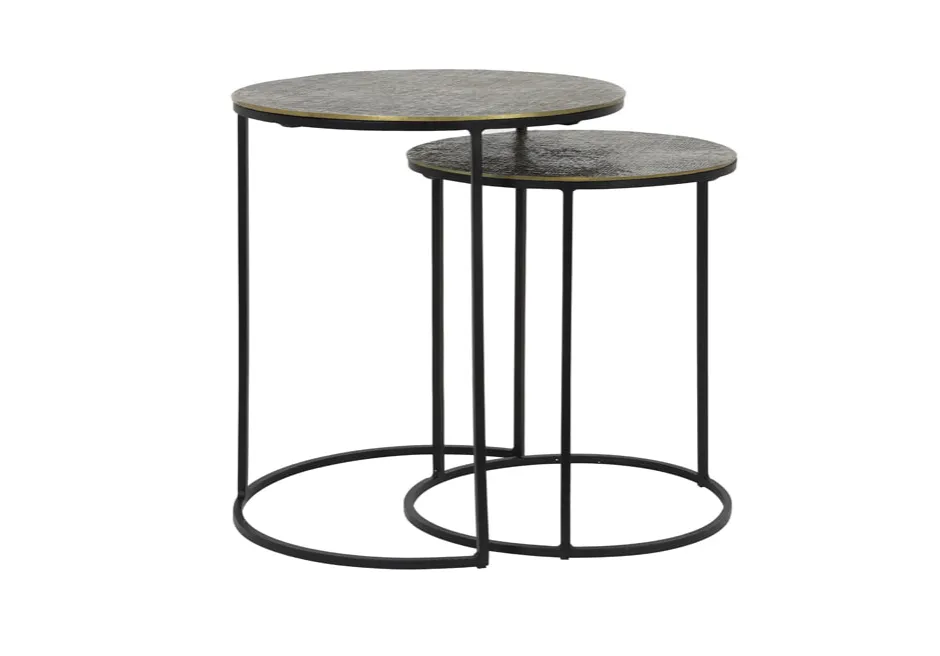 Light & Living Bijzettafel Rengo Set van 2 stuks* Zwarte Bijzettafel|Bijzettafels Set
