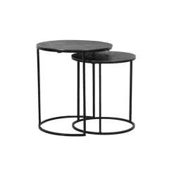 Light & Living Bijzettafel Rengo Set van 2 stuks* Zwarte Bijzettafel|Bijzettafels Set