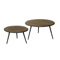 RENEW Bijzettafel Rolo Teakhout, Set van 2 stuks* Bijzettafels Set|Ronde Bijzettafel