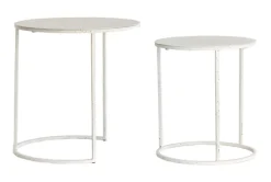 Light & Living Bijzettafel Sadar Set van 2 stuks, kleur Wit/Lichtgrijs* Bijzettafels Set|Ronde Bijzettafel