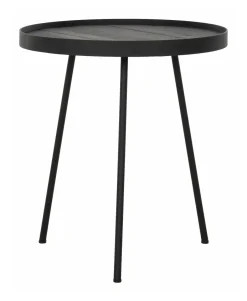 DTP Home Bijzettafel Saturnus Teakhout, 40cm* Zwarte Bijzettafel|Ronde Bijzettafel