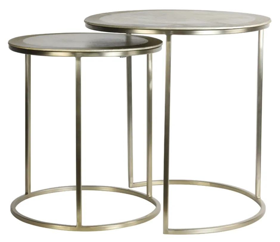 Light & Living Bijzettafel Talca Set van 2 stuks, 40/50cm* Bijzettafels Set|Ronde Bijzettafel