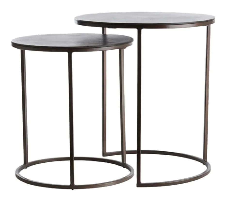Light & Living Bijzettafel Talca Set van 2 stuks, 40/50cm* Bijzettafels Set|Ronde Bijzettafel