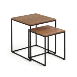Kave Home Bijzettafel Yoana Walnoot en metaal, Set van 2 stuks, kleur Bruin* Bijzettafels Set