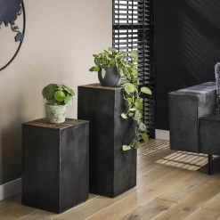 LifestyleFurn Bloemenzuil Raft* Zwarte Bijzettafel