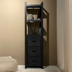 Livingfurn Boekenkast Norris Mangohout en staal, 200 x 55cm* Boekenkasten