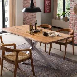 Artistiq Living Boomstam Eettafel Raynaldo Acaciahout, kleur Zilver* Rechte Eettafel
