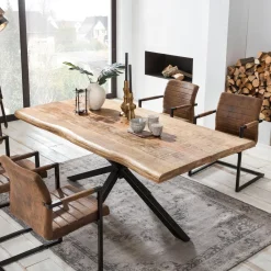 Artistiq Living Boomstam Eettafel Rochelle Mangohout, kleur Zwart* Rechte Eettafel