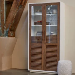 Rivièra Maison Buffetkast Lake House Eikenhout en glas, 205 x 100cm* Buffetkasten & Vitrinekasten