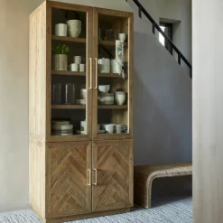 Rivièra Maison Buffetkast Riverside Eikenhout en glas, 230 x 110cm* Buffetkasten & Vitrinekasten