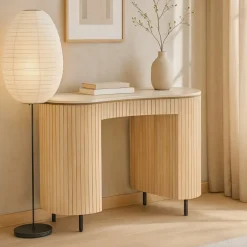 Brix Bureau / Sidetable Dexter Bottecino Marmer en Mangohout, 136cm* Bureaus|Sidetables