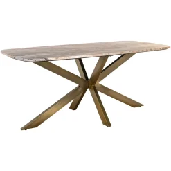 Richmond Interiors Deens Ovale Eettafel Bottega Marmer en brass* Marmeren Eettafel|Ovale Eettafel